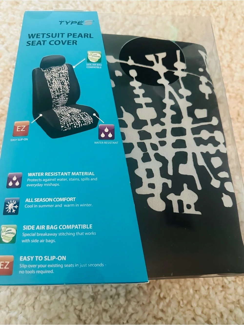 NEW Black & Gray Wetsuit Pearl Seat Cover - 1 cover -